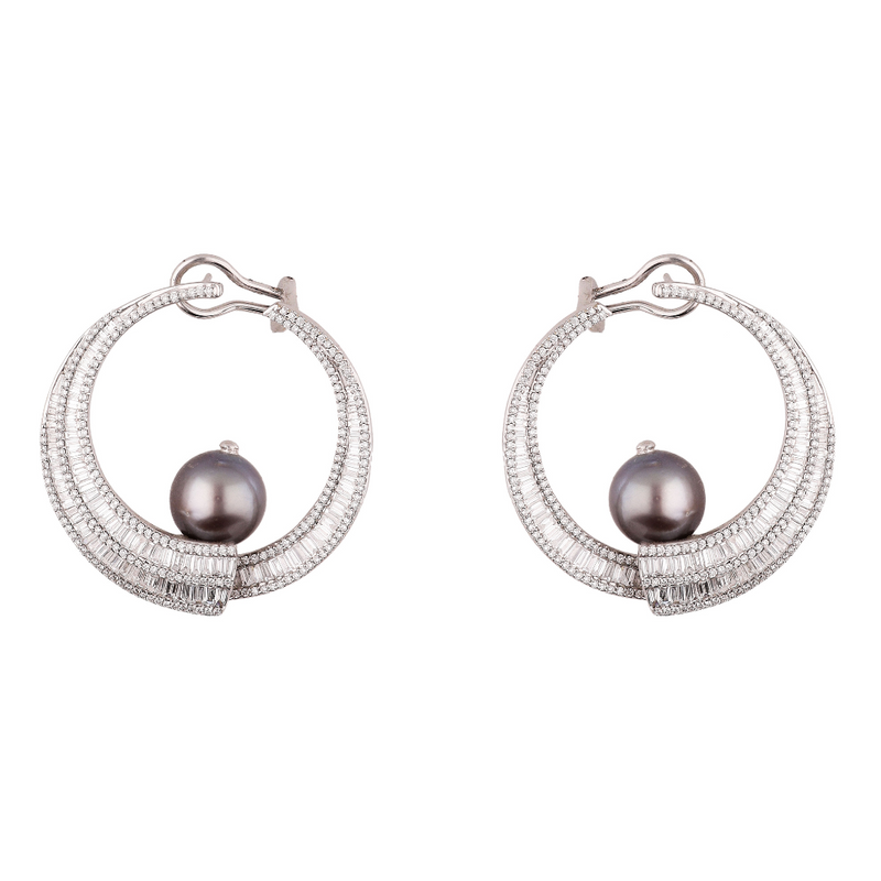 Grey ball diamond earrings